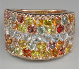 Широкое кольцо из коллекции "Mia" с разноцветными сапфирами Серебро 925
