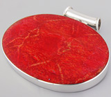 Крупный кулон с ярко-красным кораллом Серебро 925