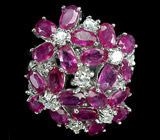 Великолепное кольцо с цветками пурпурных сапфиров Серебро 925