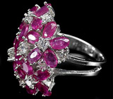 Великолепное кольцо с цветками пурпурных сапфиров Серебро 925