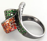 Кольцо с цаворитами и оранжевыми сапфирами Серебро 925