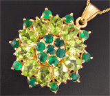 Кулон из коллекции "Mia" с перидотами и зеленым агатом + цепочка Серебро 925