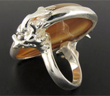 Кольцо с друзой агата и золотистыми сапфирами Серебро 925