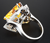 Кольцо с цитрином лазерной огранки и бриллиантами Золото