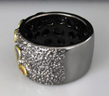 Кольцо из серебра 925 пробы с разноцветными сапфирами. Серебро 925