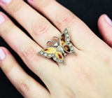 Кольцо «Бабочка» с «леопардовым» перламутром Серебро 925