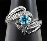 Прелестное кольцо с голубым цирконом 0,42 карат Серебро 925
