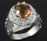 Эффектное кольцо с золотистым цитрином 2,79 карат Серебро 925