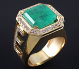 Перстень с роскошным изумрудом 9,5 карат и бриллиантами