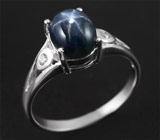 Изящное серебряное кольцо cо звездчатым сапфиром 1,67 карат Серебро 925