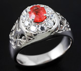 Ажурное серебряное кольцо с ярко-оранжевым сапфиром 0,48 карат Серебро 925