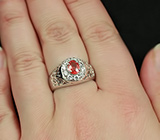 Ажурное серебряное кольцо с ярко-оранжевым сапфиром 0,48 карат