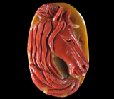 Камея-подвеска "Конь" из цельного агата 61,6 грамм Серебро 925
