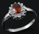 Изящное серебряное кольцо с оранжевым цирконом 0,51 карат Серебро 925