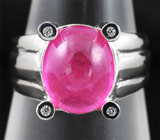 Стильное серебряное кольцо с кабошоном пурпурного сапфира Серебро 925