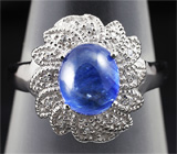 Элегантное серебряное кольцо с кабошоном синего сапфира 1,89 карат Серебро 925