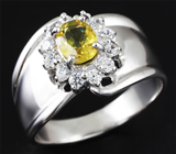 Стильное серебряное кольцо с желтым сапфиром 1,06 карат