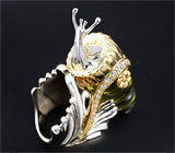 Эксклюзивное скульптурное кольцо «Улитка» с резным лимонным цитрином и бриллиантами Золото