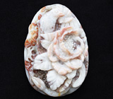 Камея-подвеска «Птичка и цветок» из цельного агата 50,5 грамм 