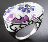 Серебряное кольцо с цветной эмалью Серебро 925