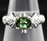 Чудесное серебряное кольцо с зеленым турмалином Серебро 925