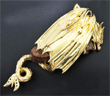 Эксклюзив! Золотой кулон с уникальным австралийским болдер опалом 35+ карат, сапфирами, цаворитами и бриллиантами Золото