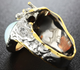 Серебряное кольцо с эфиопским опалом и оранжевыми сапфирами Серебро 925