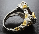 Серебряное кольцо с австралийским дублет опалом и цаворитами Серебро 925