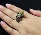 Серебряное кольцо с бриолетом цитрина и пурпурными сапфирами Серебро 925