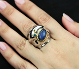 Серебряное кольцо с лабрадоритом, топазом и синими сапфирами Серебро 925