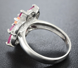 Серебряное кольцо с эфиопским огненным опалом и рубинами Серебро 925
