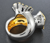 Массивное серебряное кольцо с жемчужиной и сапфирами Серебро 925