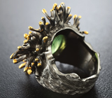 Серебряное кольцо с рутиловым пренитом и самоцветами Серебро 925