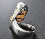Серебряное кольцо c жемчужиной барокко, эфиопскими опалами и разноцветными сапфирами Серебро 925