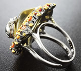 Серебряное кольцо с цитрином и сапфирами