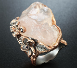 Серебряное кольцо с необработанным розовым кварцем, шпинелями и сапфиром Серебро 925