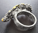 Серебряное кольцо с разноцветными сапфирами