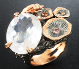 Серебряное кольцо с кварцем и сапфирами Серебро 925