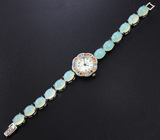 Часы с разноцветными сапфирами на серебряном браслете с халцедоном Серебро 925