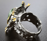Серебряное кольцо с перидотом, цаворитами и разноцветными сапфирами