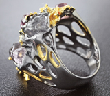 Серебряное кольцо с резными шпинелями Серебро 925