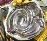 Серебряное кольцо с резными шпинелями Серебро 925