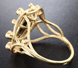 Золотое кольцо с топовым черным опалом 1,5 карата, цаворитами, рубинами и бриллиантами Золото