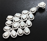 Эффектный серебряный комплект с лунным камнем Серебро 925