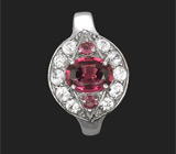 Кольцо с ярко-розовыми турмалинами Серебро 925