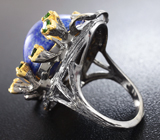 Серебряное кольцо с лазуритом и диопсидами Серебро 925