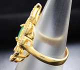 Ажурное серебряное кольцо с ярким изумрудом