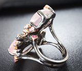 Серебряное кольцо с розовым кварцем и разноцветными сапфирами Серебро 925