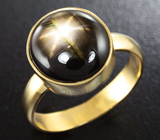 Золотое кольцо со звездчатым сапфиром 6,12 карат Золото