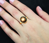 Золотое кольцо со звездчатым сапфиром 6,12 карат Золото